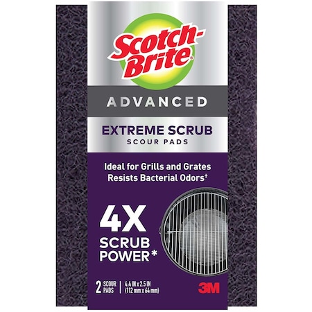 3M Scotch-Brite Extreme Scrub Heavy Duty Scouring Pad For Grill 4.4 in. L 2 pk 77222-R